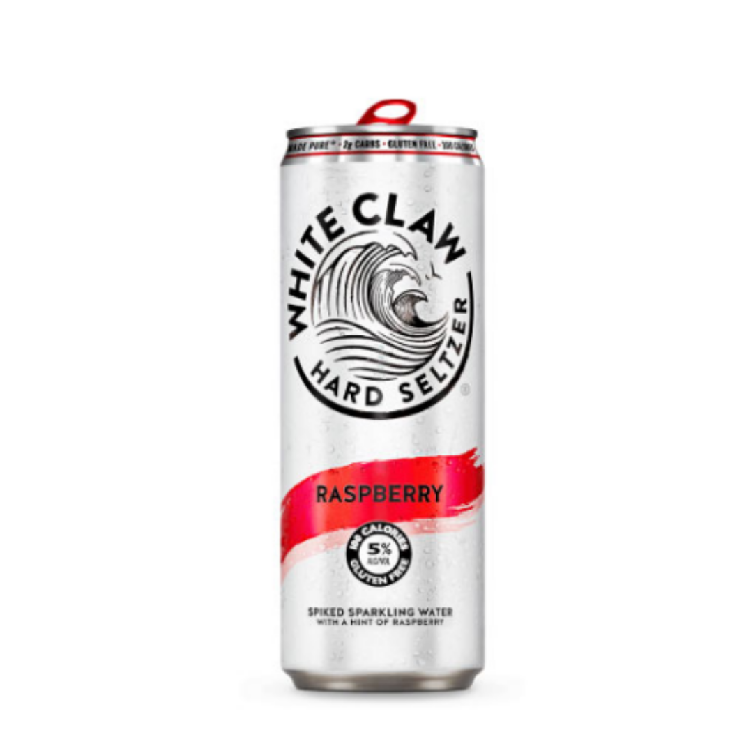 White Claw Hard Seltzer Raspberry can on a white background